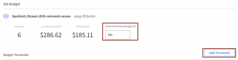 Budget monthly and thresholds